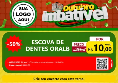 Modelo de Cartaz para Cartaz A4 Horizontal com o tema Outubro Imbatível para Higiene Pessoal