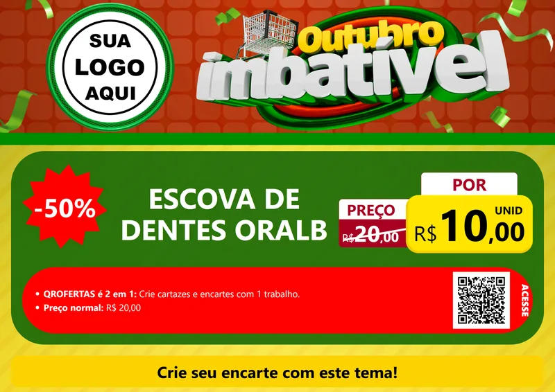 Modelo de Cartaz para Cartaz A4 Horizontal com o tema Outubro Imbatível para Higiene Pessoal