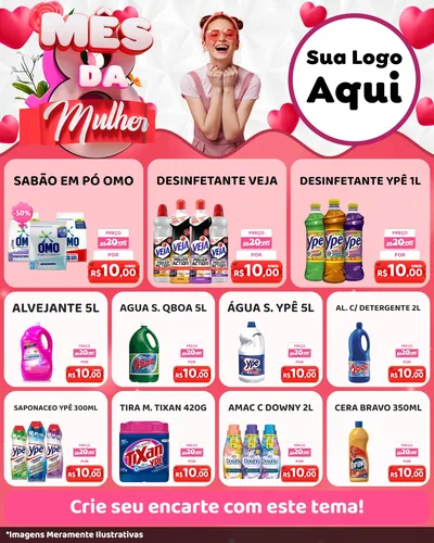 Modelo de Rede Social para Feed Instagram com o tema Mês da Mulher para Produtos de Limpeza