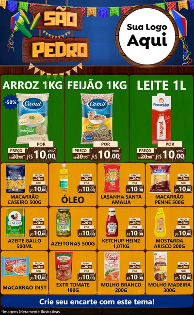 Modelo de Encarte para Encarte Grande com o tema São Pedro para Supermercado