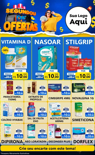 Modelo de Encarte para Encarte Grande com o tema Segundou de Ofertas para Farmácia