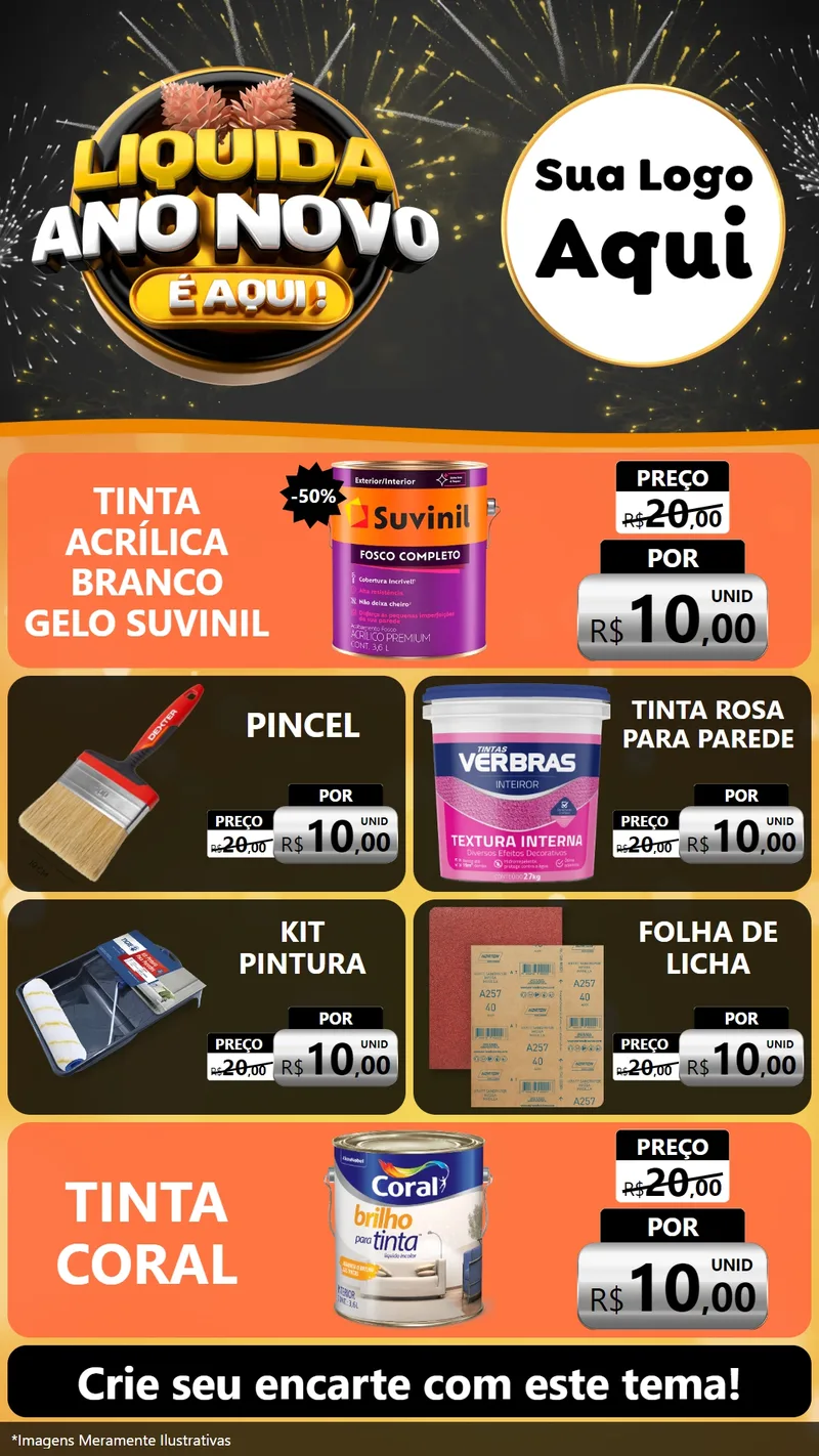 Modelo de TV para TV Vertical com o tema Liquida Ano Novo É Aqui! para Tintas e Ferramentas