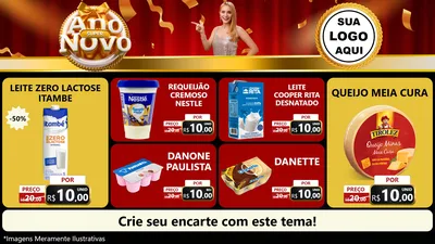 Modelo de TV para TV Horizontal com o tema Super Ano Novo para Frios e Laticínios