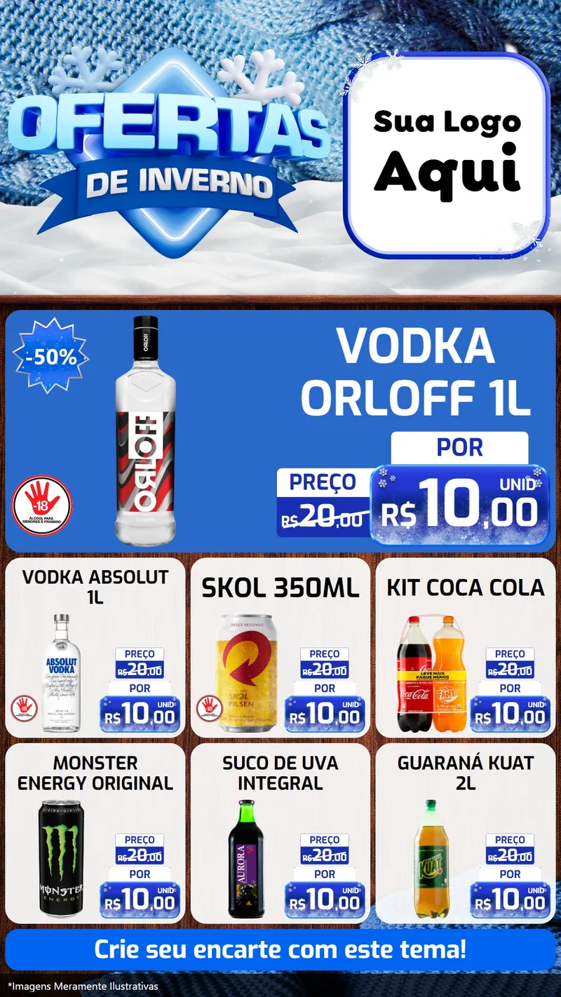 Modelo de Rede Social para Stories com o tema Ofertas de Inverno para Distribuidora de bebidas