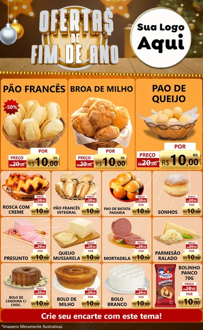 Modelo de Encarte para Encarte Grande com o tema Ofertas de Fim de Ano para Padaria