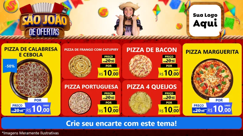 Modelo de TV para TV Horizontal com o tema São João de Ofertas para Pizzaria