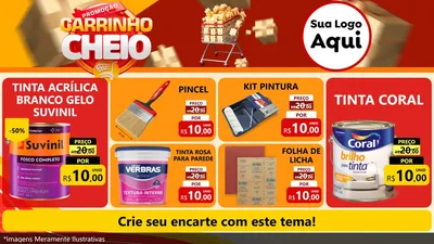 Modelo de TV para TV Horizontal com o tema Promoção carrinho cheio para Tintas e Ferramentas