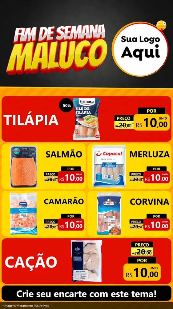 Modelo de TV para TV Vertical com o tema Final de Semana Maluco para Peixaria