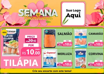 Modelo de Encarte para Encarte A4 Horizontal com o tema Semana da Primavera para Peixaria