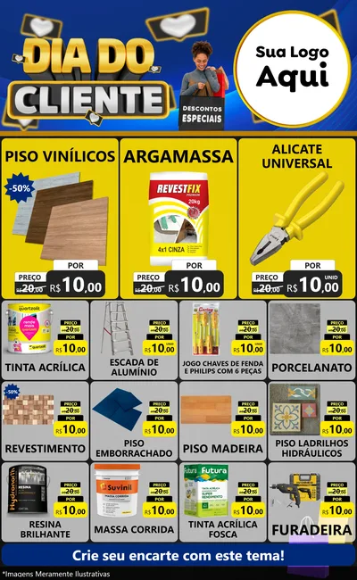 Modelo de Encarte para Encarte Grande com o tema Dia Do Cliente para Material para Construção