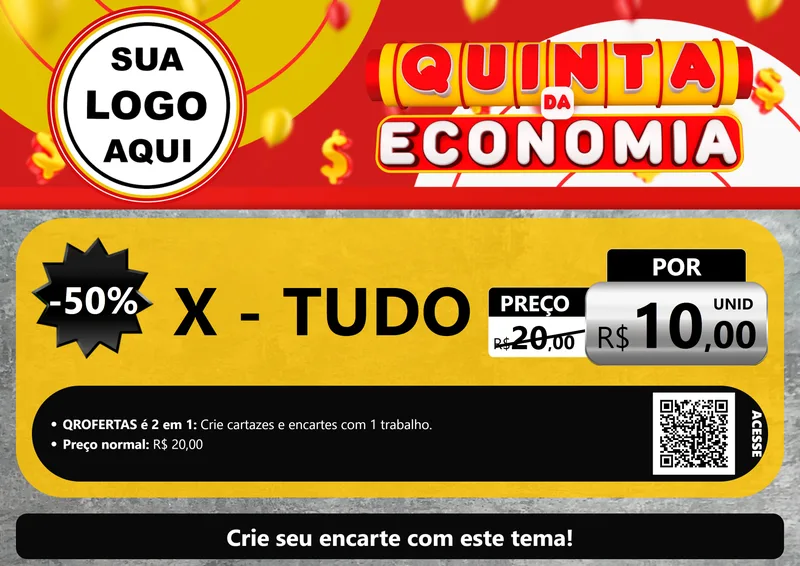 Modelo de Cartaz para Cartaz A4 Horizontal com o tema Quinta da Economia para Hamburgueria