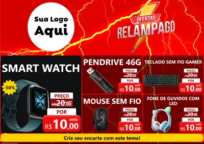 Modelo de Encarte para Encarte A4 Horizontal com o tema Ofertas Relâmpago para Informática