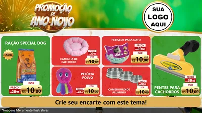 Modelo de TV para TV Horizontal com o tema Promoção de Ano Novo para Pet Shop