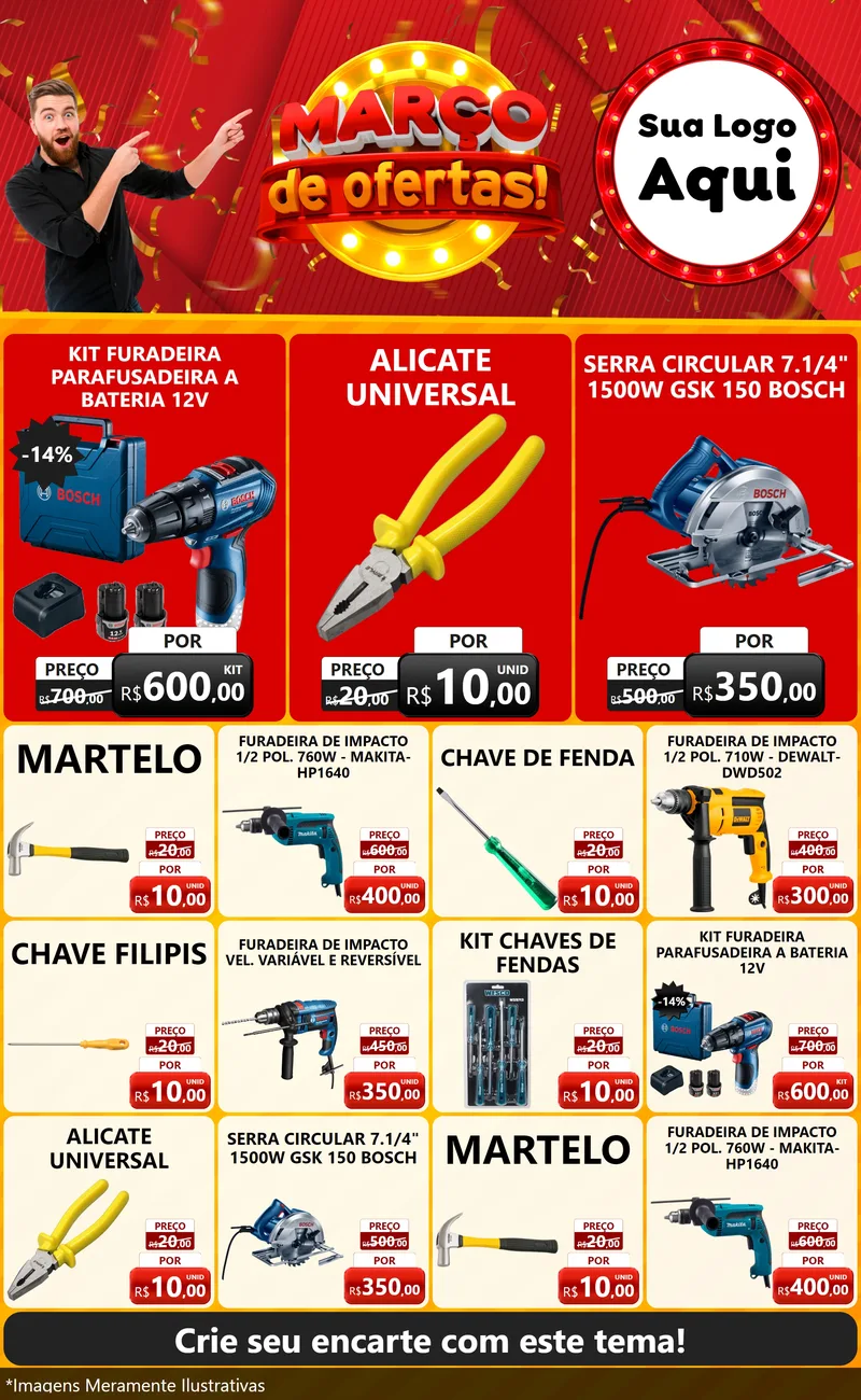 Modelo de Encarte para Encarte Grande com o tema Março de Ofertas! para Maquinas e Ferramentas