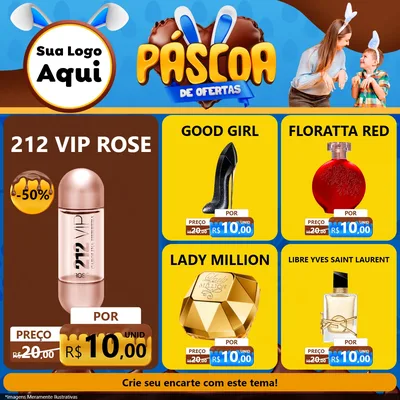 Modelo de Rede Social para Feed Facebook com o tema Páscoa de Ofertas para Perfumes