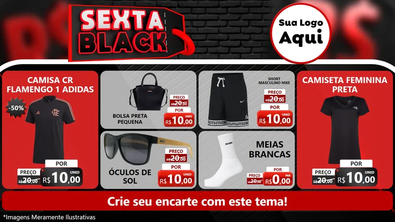 Modelo de TV para TV Horizontal com o tema Sexta Black para Roupas e acessórios