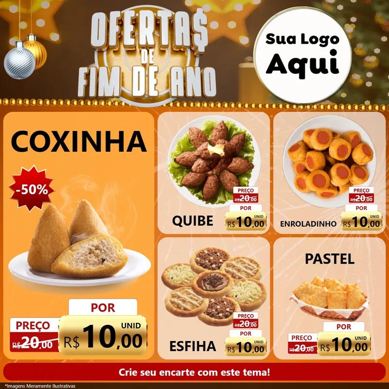 Modelo de Rede Social para Feed Facebook com o tema Ofertas de Fim de Ano para Salgadaria