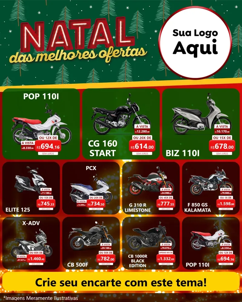 Modelo de Rede Social para Feed Instagram com o tema Natal das Melhores Ofertas para Concessionaria de Motos