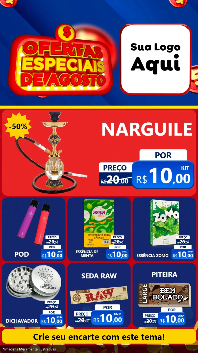 Modelo de Rede Social para Stories com o tema Ofertas Especiais de Agosto para Tabacaria