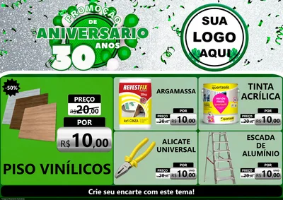Modelo de Encarte para Encarte A4 Horizontal com o tema Promoção de Aniversário - 30 Anos para Material para Construção