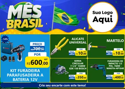 Modelo de Encarte para Encarte A4 Horizontal com o tema Mês do Brasil para Maquinas e Ferramentas
