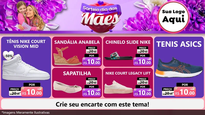 Modelo de TV para TV Horizontal com o tema Sorteio Dia das Mães para Calçados