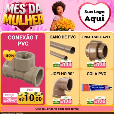 Modelo de Rede Social para Feed Facebook com o tema Mês da Mulher para Tubos e conexões