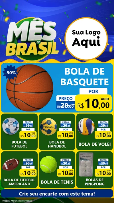 Modelo de Rede Social para Stories com o tema Mês do Brasil para Artigos Esportivos