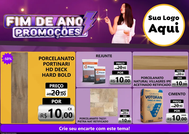 Modelo de Encarte para Encarte A4 Horizontal com o tema Fim de Ano Promoções para Pisos e revestimentos