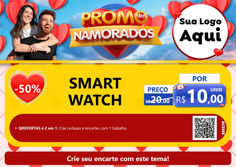 Modelo de Cartaz para Cartaz A4 Horizontal com o tema Promo dos Namorados para Informática