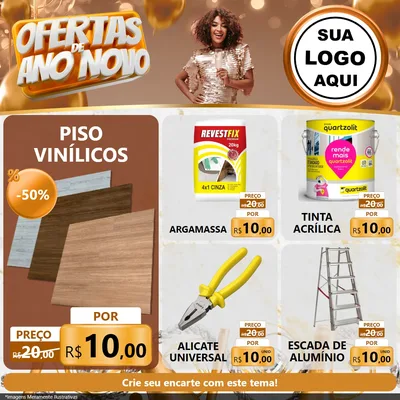 Modelo de Rede Social para Feed Facebook com o tema Ofertas de Ano Novo para Material para Construção