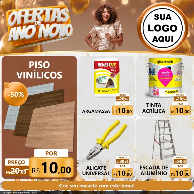 Modelo de Rede Social para Feed Facebook com o tema Ofertas de Ano Novo para Material para Construção