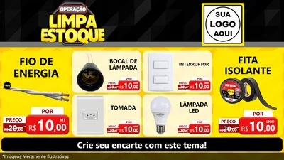 Modelo de TV para TV Horizontal com o tema Operação Limpa Estoque para Materiais Elétricos