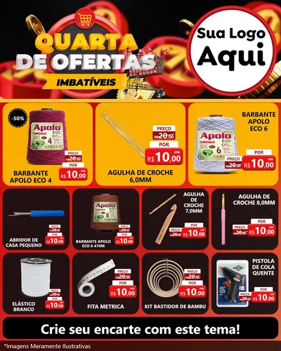 Modelo de Rede Social para Feed Instagram com o tema Quarta de Ofertas Imbatíveis para Armarinho e Aviamentos
