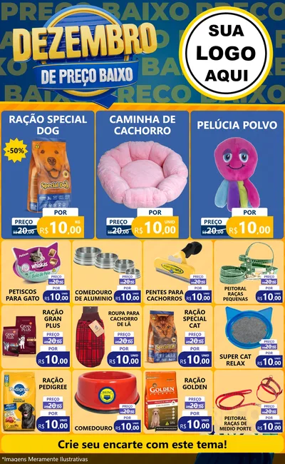 Modelo de Encarte para Encarte Grande com o tema Dezembro de Preço Baixo para Pet Shop