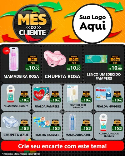 Modelo de Rede Social para Feed Instagram com o tema Mês do Cliente para Bebês