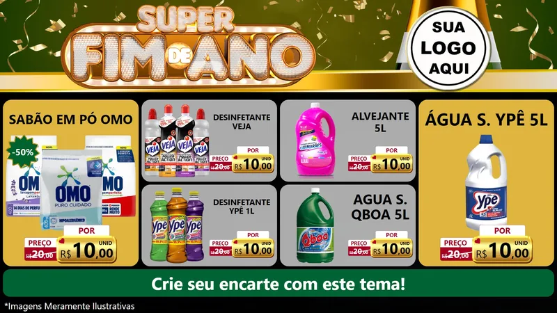 Modelo de TV para TV Horizontal com o tema Super Fim de Ano para Produtos de Limpeza
