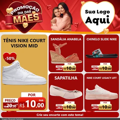 Modelo de Rede Social para Feed Facebook com o tema Promoção Dia das Mães para Calçados