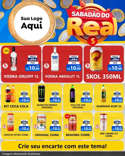 Modelo de Rede Social para Feed Instagram com o tema Sabadão do Real para Distribuidora de bebidas