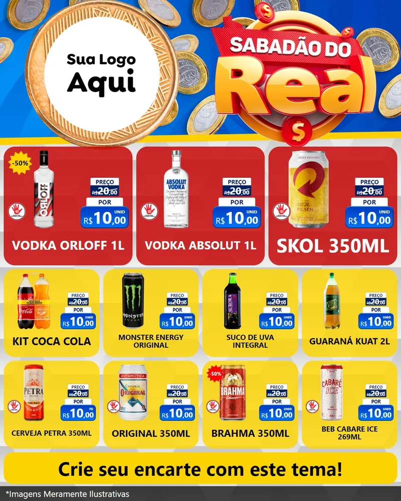 Modelo de Rede Social para Feed Instagram com o tema Sabadão do Real para Distribuidora de bebidas