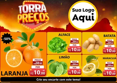 Modelo de Encarte para Encarte A4 Horizontal com o tema Torra Preços para Hortifrúti