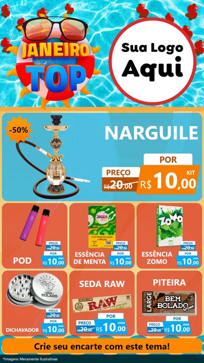 Modelo de Rede Social para Stories com o tema Janeiro Top para Tabacaria