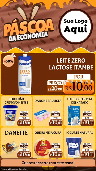Modelo de Rede Social para Stories com o tema Páscoa da Economia para Frios e Laticínios