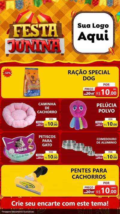 Modelo de TV para TV Vertical com o tema Festa Junina para Pet Shop