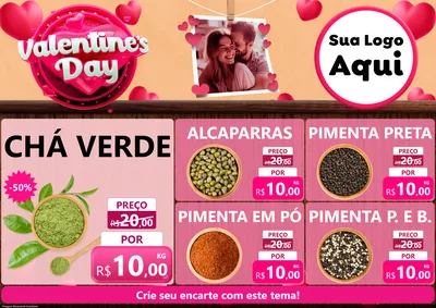 Modelo de Encarte para Encarte A4 Horizontal com o tema Valentine's Day para Produtos Naturais