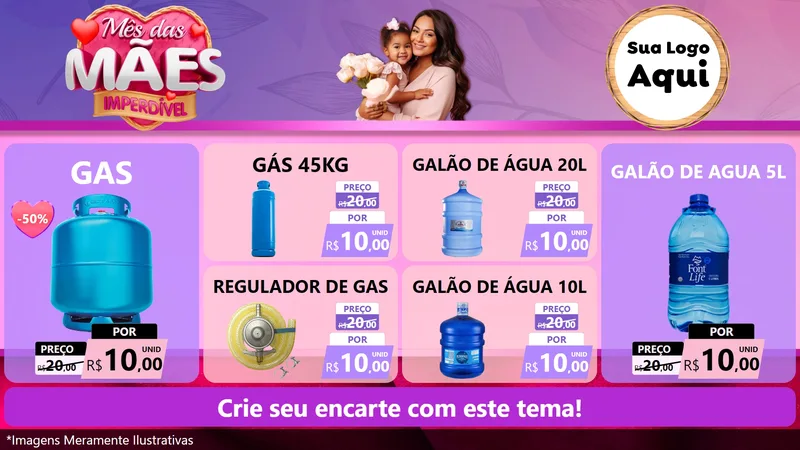 Modelo de TV para TV Horizontal com o tema Mês das Mães Imperdível para Água e gás