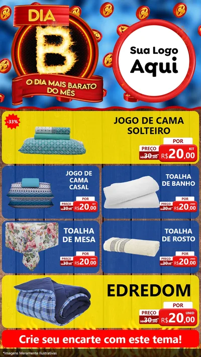 Modelo de TV para TV Vertical com o tema Dia B - O Dia Mais Barato Do Mês para Cama, Mesa e Banho