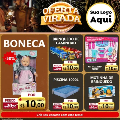 Modelo de Rede Social para Feed Facebook com o tema Oferta da Virada para Brinquedos