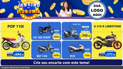 Modelo de TV para TV Horizontal com o tema Janeiro da Economia para Concessionaria de Motos