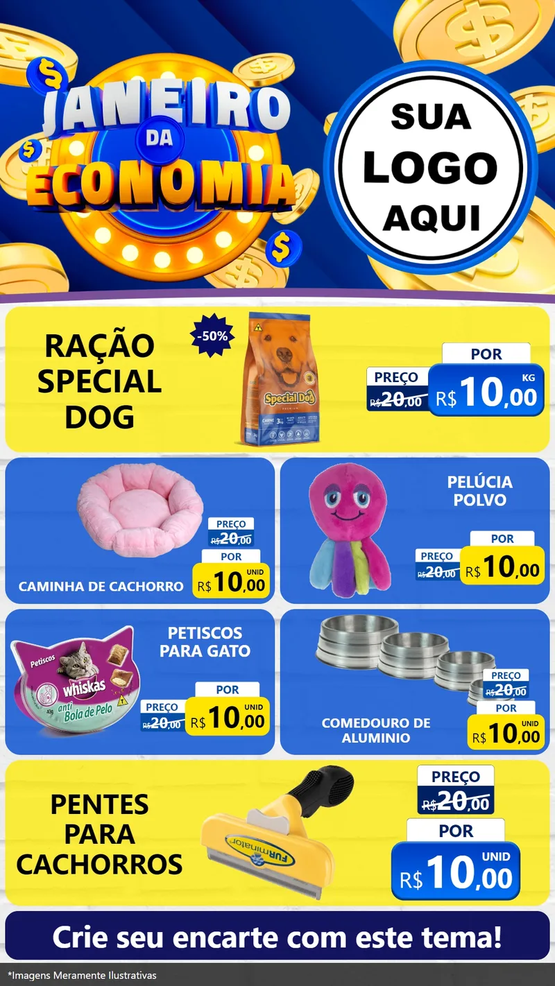 Modelo de TV para TV Vertical com o tema Janeiro da Economia para Pet Shop